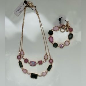 WHBM CONVERTIBLE MALAY JADE MIXED STONE necklace and bracelet